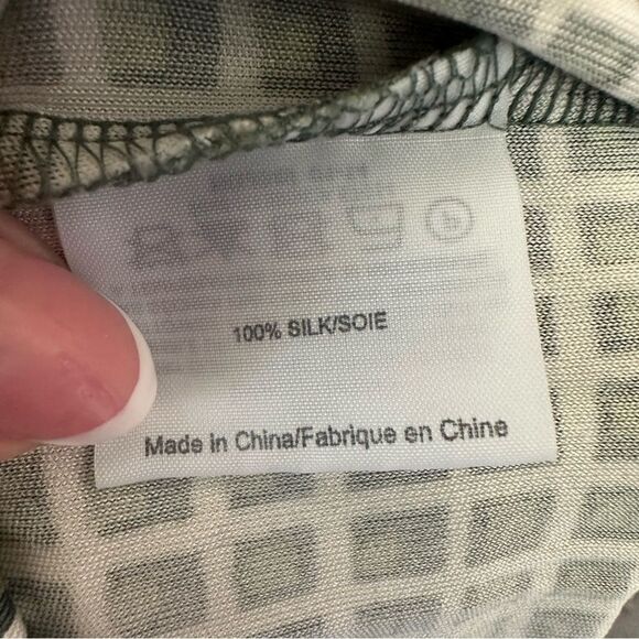 Tory Burch Paris Silk Sheath Dress V Neck Women’s Medium Green Geometric Print - Picture 9 of 13